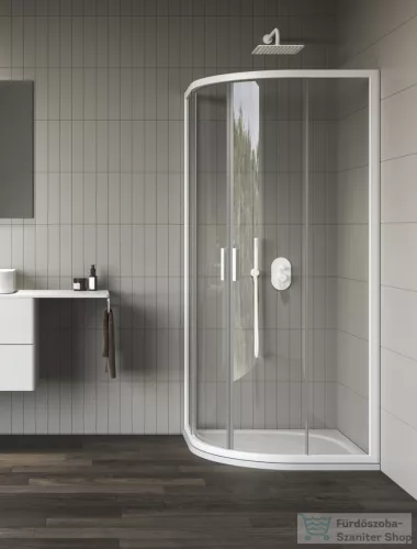 Ravak BLIX II NBLCP4 80x80 negyedköríves tolóajtós zuhanykabin, transparent üveg, matt fehér 3BM40E00Z1