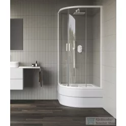   Ravak BLIX II NBLCP4 Sabina 80x80 negyedköríves tolóajtós zuhanykabin,transparent üveg, matt fehér 3BM40E40Z1