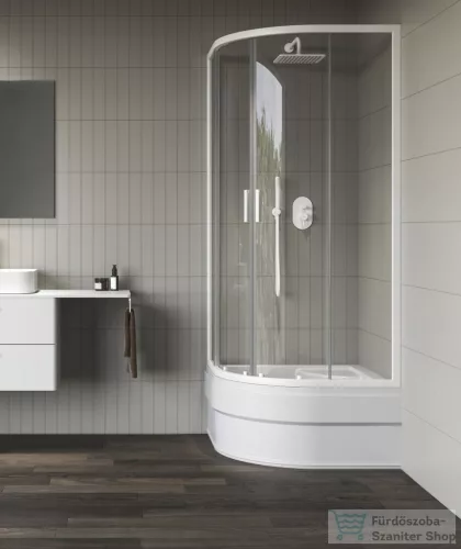 Ravak BLIX II NBLCP4 Sabina 80x80 negyedköríves tolóajtós zuhanykabin,transparent üveg, matt fehér 3BM40E40Z1