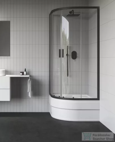 Ravak BLIX II NBLCP4 Sabina 90x90 negyedköríves tolóajtós zuhanykabin,transparent üveg, fekete 3BM70340Z1