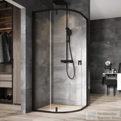   Ravak Nexty NSKK3-90 90x90x195 cm-es íves zuhanykabin nyíló ajtóval,Fekete/Fekete/Transparent,3O677300Z1