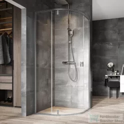   Ravak Nexty NSKK3-90 90x90x195 cm-es íves zuhanykabin nyíló ajtóval,Szatén/Transparent,3O677U00Z1