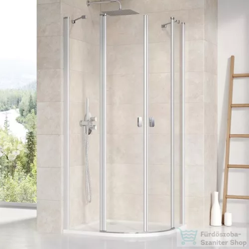 Ravak CHROME CSKK4-80 80x80x195 cm-es íves zuhanykabin nyíló ajtóval,Szatén+Transparent,3Q140U00Z1