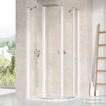   Ravak CHROME CSKK4-90 90x90x195 cm-es íves zuhanykabin nyíló ajtóval,Fehér+Transparent,3Q170100Z1