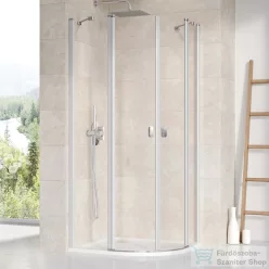   Ravak CHROME CSKK4-90 90x90x195 cm-es íves zuhanykabin nyíló ajtóval,Szatén+Transparent,3Q170U00Z1