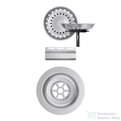   Schock szűrőkosár és túlfolyó takaró manuális lefolyórendszerhez, inox 400068EDM