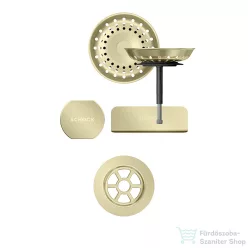   Schock szűrőkosár, távműködtető gomb és túlfolyó takaró automata lefolyórendszerhez, white gold 400079WGO