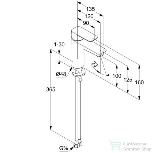 Kludi PURE&STYLE  mosdó csaptelep 100, leeresztő nélkül, matt fekete 402923975