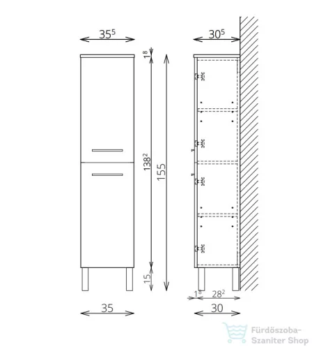 TBoss Tera F140 2A kiegészítő szekrény, balos nyitással 4032302060147