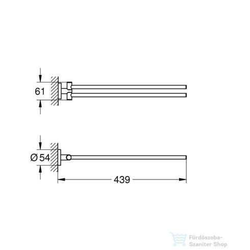 Grohe ESSENTIALS 44 cm-es fali dupla törölközőtartó,Brushed Warm Sunset 40371DL1
