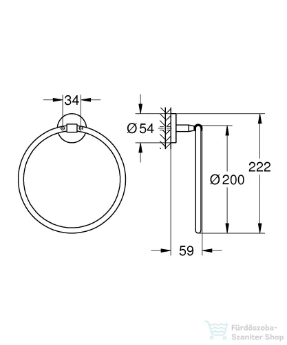 Grohe BAUCOSMOPOLITAN törölközőtartó gyűrű,króm 40460001