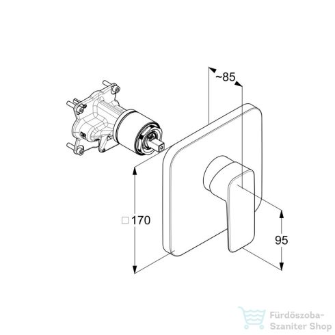 Kludi PURE&STYLE falsík alatti zuhany csaptelep belső egység nélkül, fekete 406553975