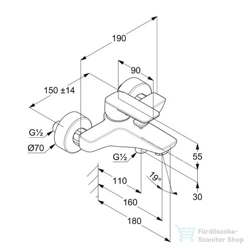 Kludi PURE&STYLE egykaros kádtöltő- és zuhanycsap, matt fekete 406813975
