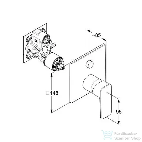 Kludi PURE&STYLE 2 funkciós falsík alatti kád/zuhany csaptelep, króm 407590575