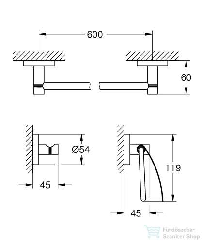 Grohe ESSENTIALS 3 részes kiegészítő szett,Króm 40775001