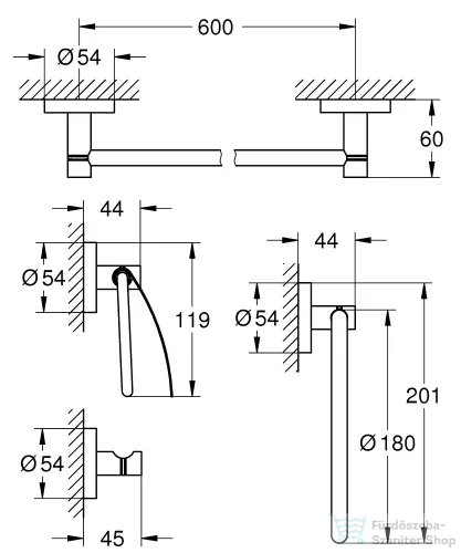 Grohe Essentials 4 db-os kiegészítő szett,króm 40776001