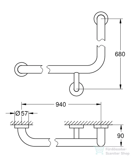 Grohe Essentials 73,7 x 99,7 cm-es kapaszkodó,króm 40797001
