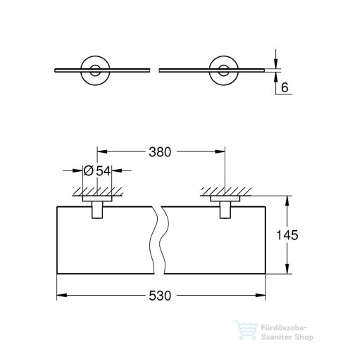 Gohe Essentials 53 cm-es üveg polc,króm 40799001