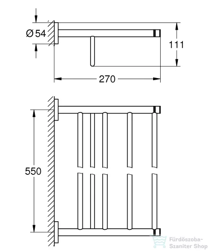 Grohe ESSENTIALS 60,4x27x11,1 cm-es törölközőtartó polc,Hard Graphite 40800A01