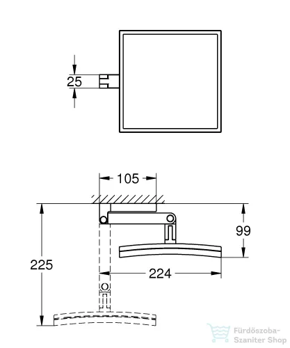 Grohe SELECTION CUBE kozmetikai tükör 3x nagyítással,Króm 40808000
