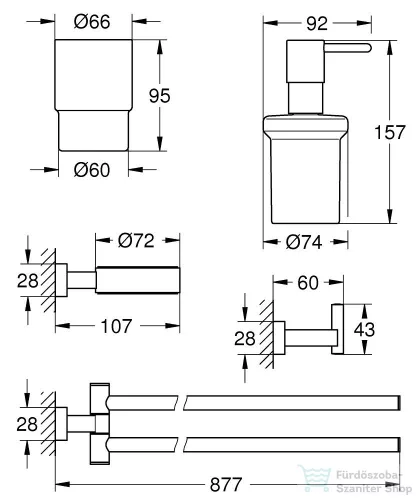 Grohe ESSENTIALS CUBE FÜRDŐSZOBAI KIEGÉSZÍTŐK SZETT 4 AZ 1-BEN 40847001