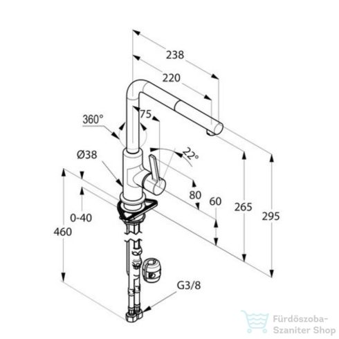 Kludi L-ine S mosogatócsap kihúzható fejjel, mattfekete-króm 408518775WR5