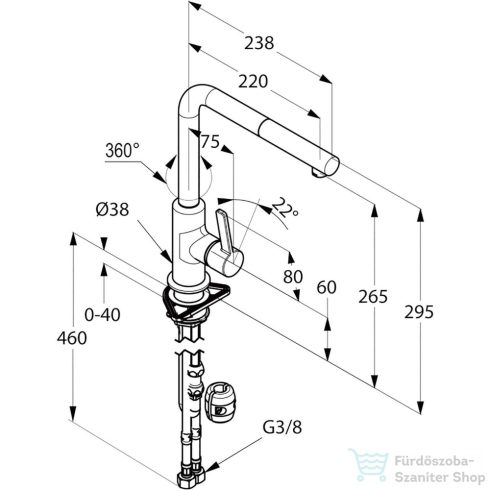 Kludi L-INE S mosogatócsap elfordítható és kihúzható kifolyóval 408519375