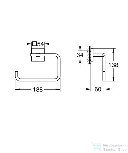 Grohe START CUBE törölközőtartó gyűrű,matt fekete 409752430