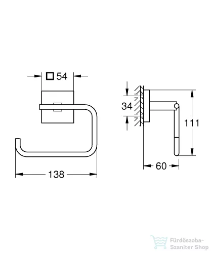 Grohe START CUBE fali wc papír tartó tartó,króm 40978000