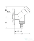 Grohe EGGEMANN WAS® tömlővéges kifolyószelep,1/2",króm 41010000