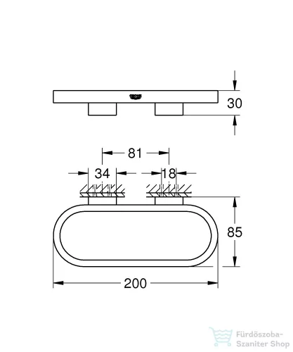 Grohe SELECTION törölközőtartó gyűrű/tartókonzol,Hard Graphite 41035A00