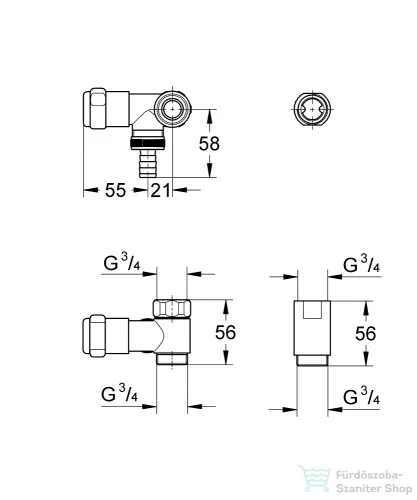Grohe EGGEMANN WAS® tömlővéges szelep csaptelephez 3/4",króm 41040000
