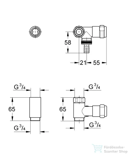 Grohe EGGEMANN WAS® tömlővéges szelep csaptelephez 3/4",króm 41043000