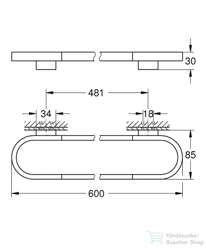 Grohe SELECTION 60 cm-es törölközőtartó gyűrű/tartókonzol,Warm Sunset 41056DA0