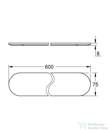 Grohe SELECTION 60x7,5 cm-es üvegpolc tartókonzol nélkül,41057000