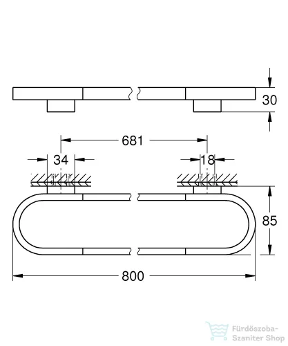 Grohe SELECTION 80 cm-es törölközőtartó,Cool Sunrise 41058GL0