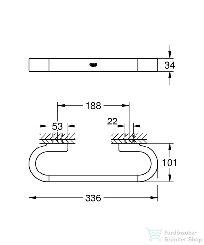 Grohe SELECTION 33,6 cm-es kapaszkodó,Hard Graphite 41064A00
