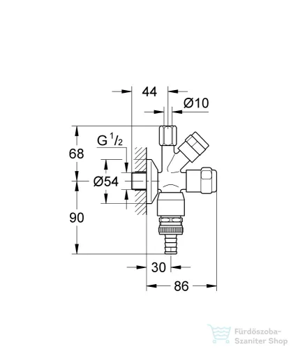 Grohe EGGEMANN WAS® kombinált sarokszelep 1/2",króm 41082000
