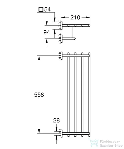 Grohe START CUBE 60 cm-es törölközőtartó polc,matt fekete 410992430