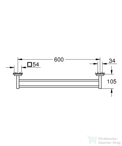 Grohe START CUBE 65,4 cm-es dupla törölközőtartó,króm 41104000