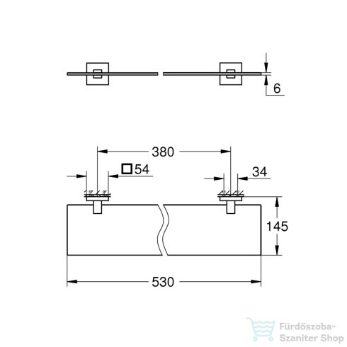Grohe START CUBE 53 cm-es üvegpolc,króm 41109000
