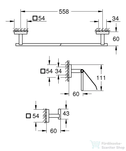 Grohe START CUBE 3 db-os kiegészítő szett,króm 41124000