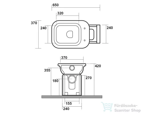 Sapho WALDORF WC álló 37x42x65cm, alsó/hátsó kifolyású 411601