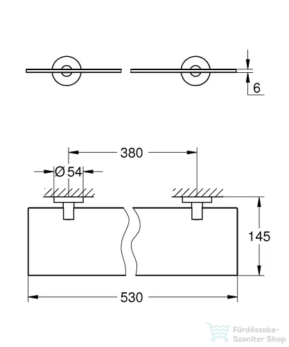 Grohe START 53 cm-es üvegpolc,matt fekete 412022430