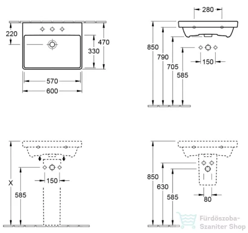 Villeroy & Boch Avento 65x47 cm-es mosdó 4158 65 01 ( 41586501 )