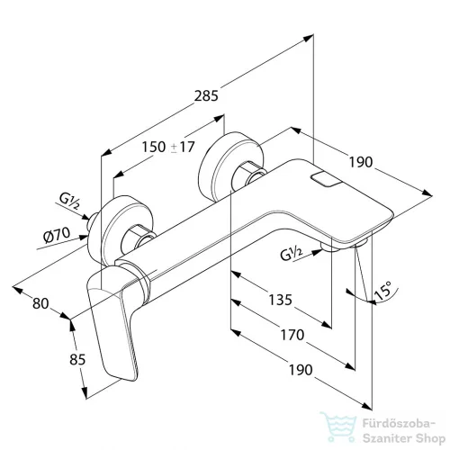Kludi AMEO egykaros kádtöltő és zuhanycsap, króm 416710575