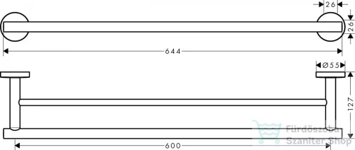 Hansgrohe LOGIS UNIVERSAL 64,4 cm-es dupla törölközőtartó, króm 41712000