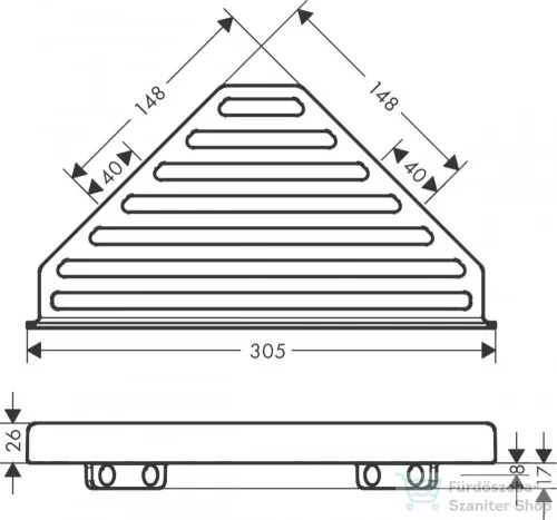 Hansgrohe ADDSTORIS 305 mm-es sarokpolc, szálcsiszolt bronz 41741140