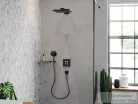 Hansgrohe ADDSTORIS 305 mm-es sarokpolc, szálcsiszolt fekete/króm 41741340