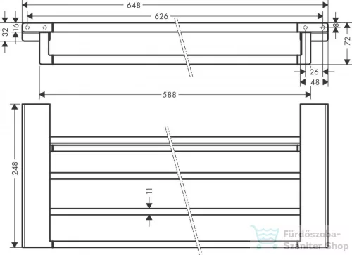 Hansgrohe ADDSTORIS 648 mm-es törölközőtartó polc, matt fekete 41751670